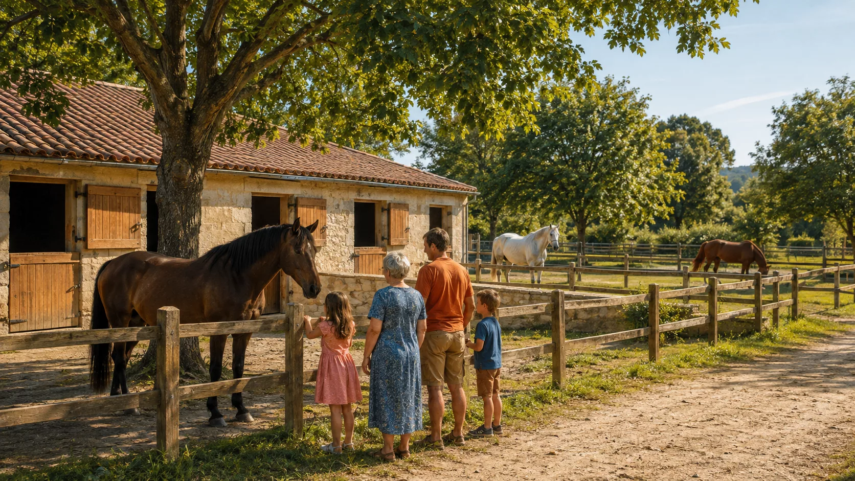 Cheval installé dans un box