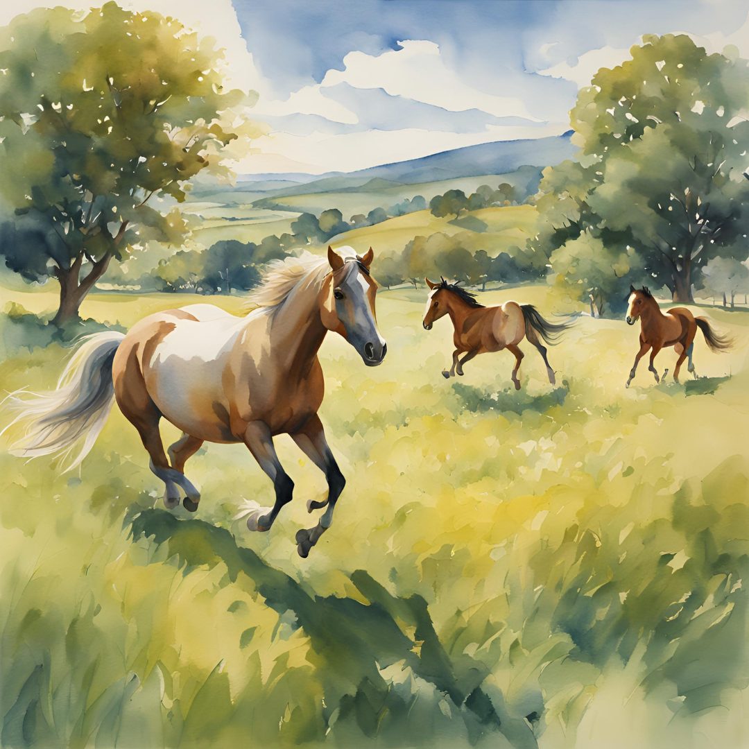 Illustration poney et petits chevaux